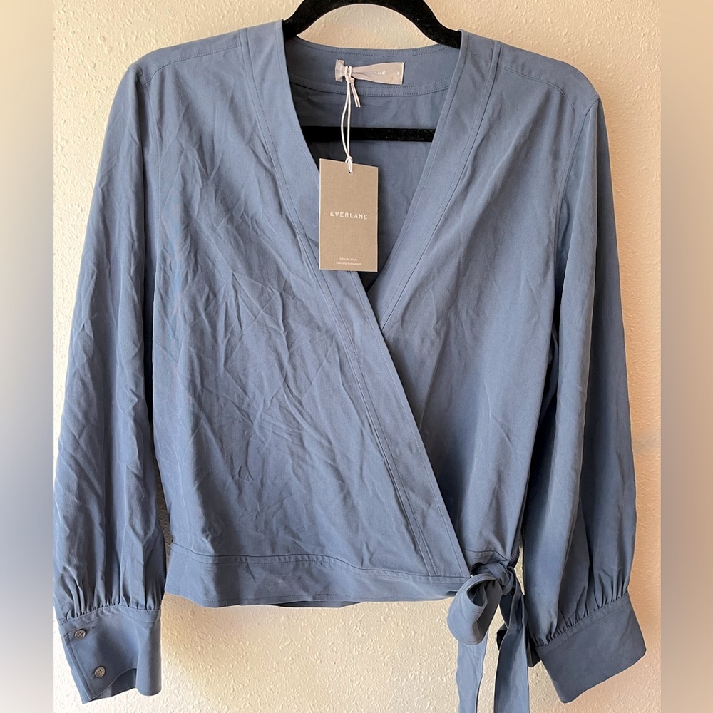 NWT Everlane exquisite silk wrap blouse